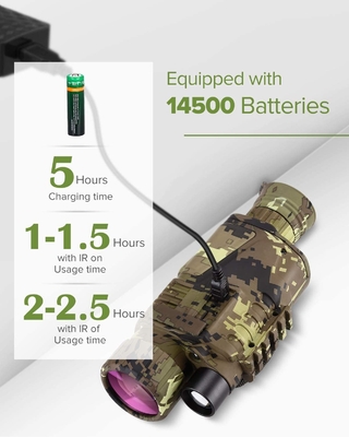 5x8 Night Vision Optics กล้องโทรทรรศน์ตาข้างเดียวแบบใช้มือถือแบบชาร์จไฟได้